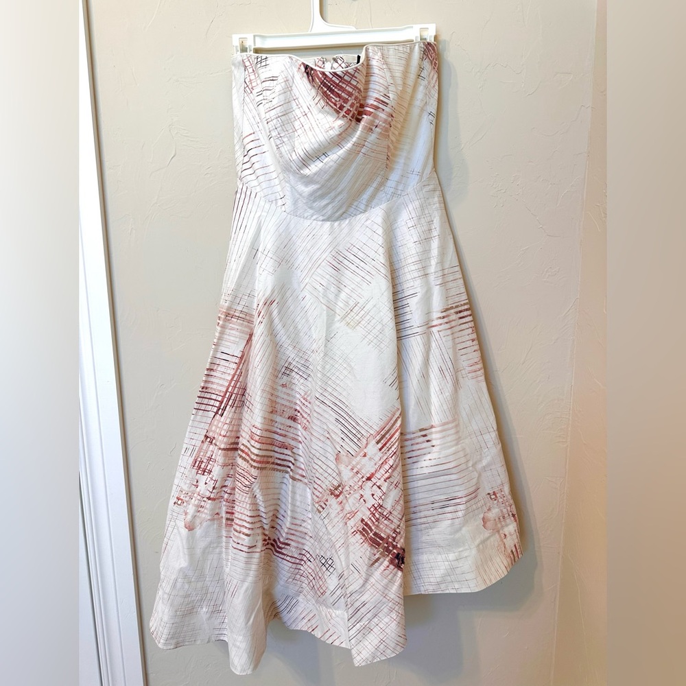 White House Black Market Strapless Dress in White and Pink